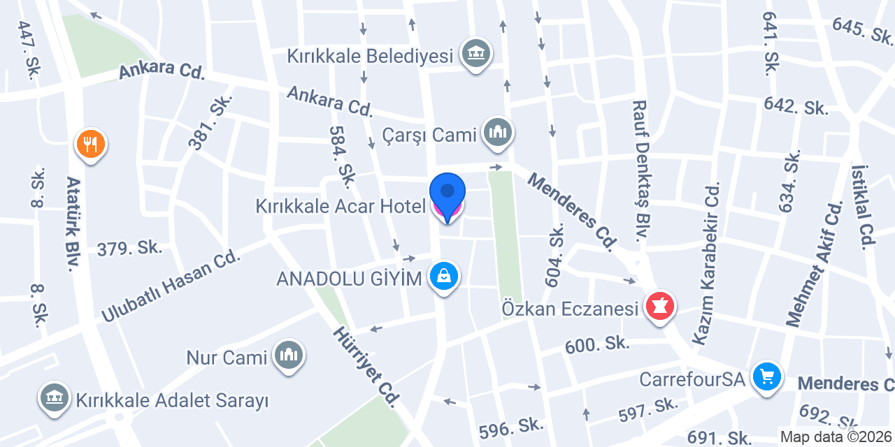 Kırıkkale Acar Hotel konumu