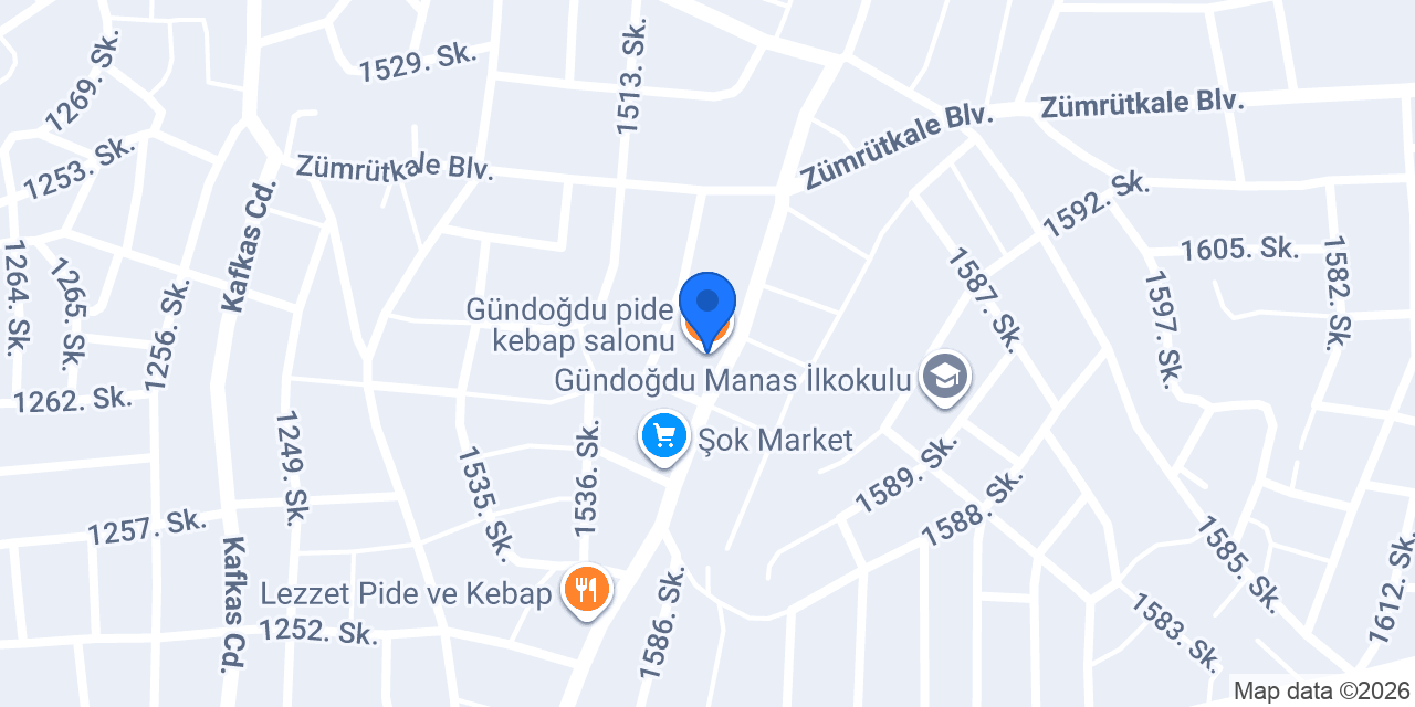 Gündoğdu pide kebap salonu konumu