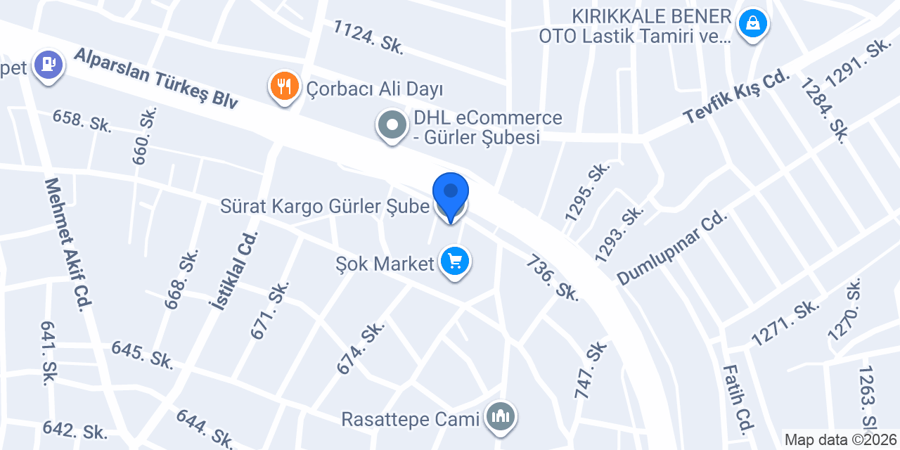 Sürat Kargo Gürler Şube konumu