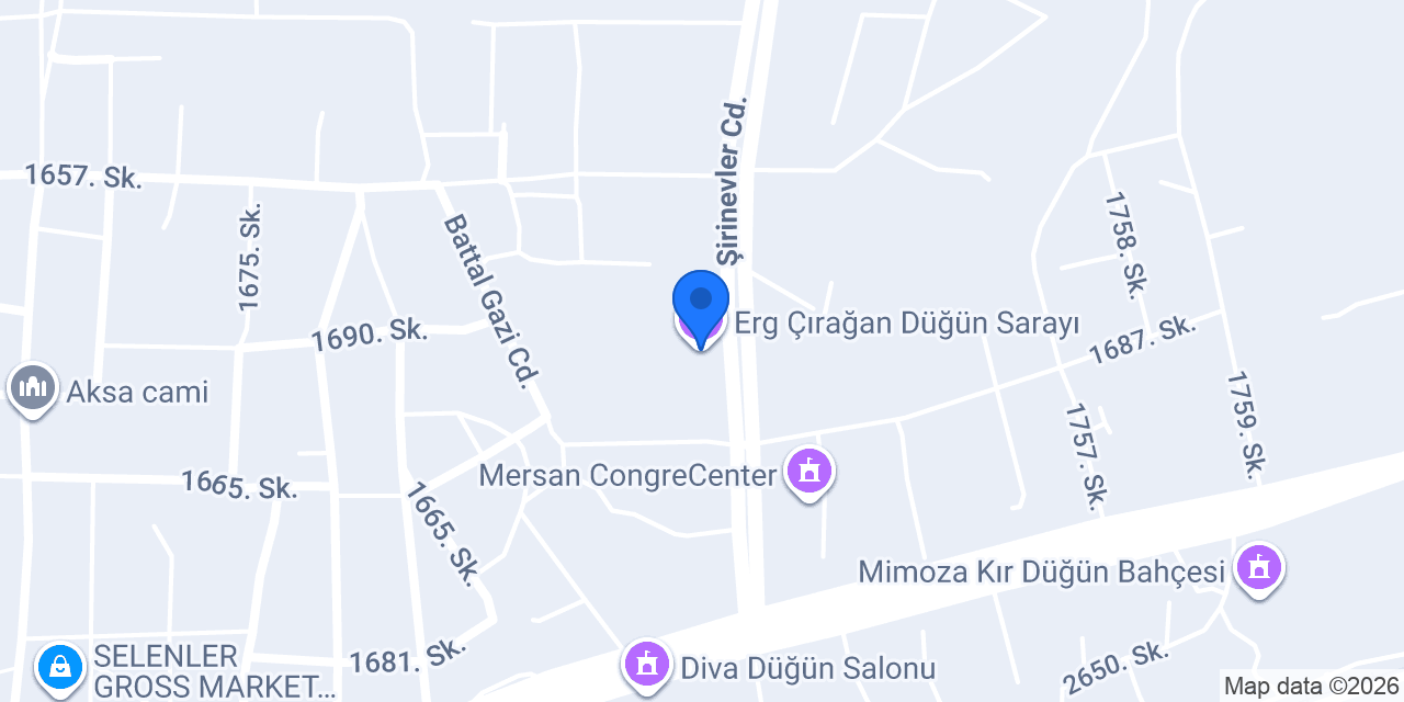 Erg Çırağan Düğün Sarayı konumu