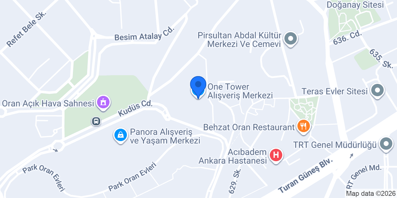 One Tower Alışveriş Merkezi konumu