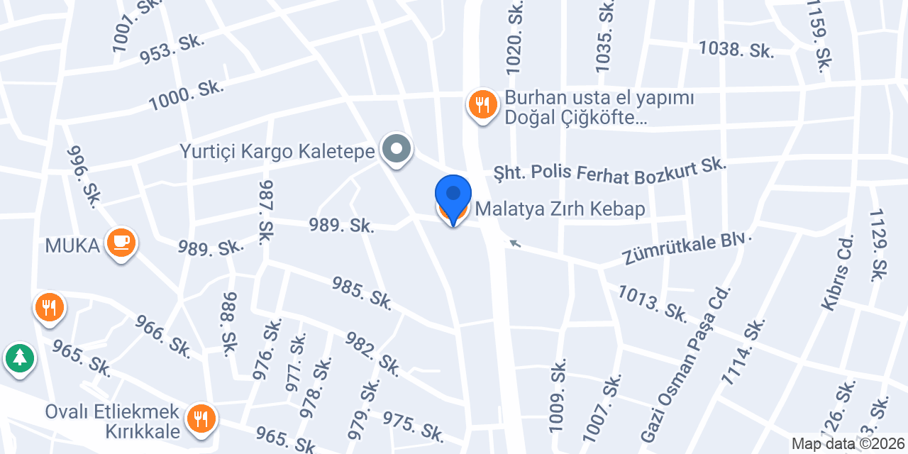 Malatya Zırh Kebap konumu