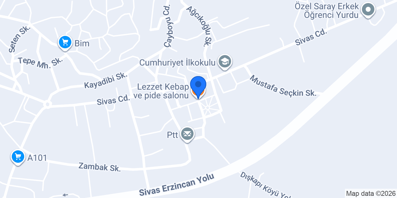Lezzet Kebap ve pide salonu konumu
