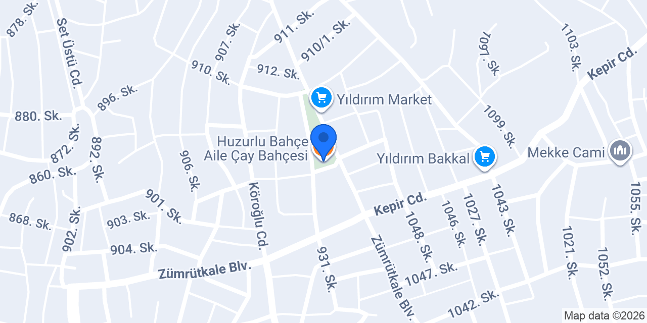 Huzurlu Bahçe Aile Çay Bahçesi konumu
