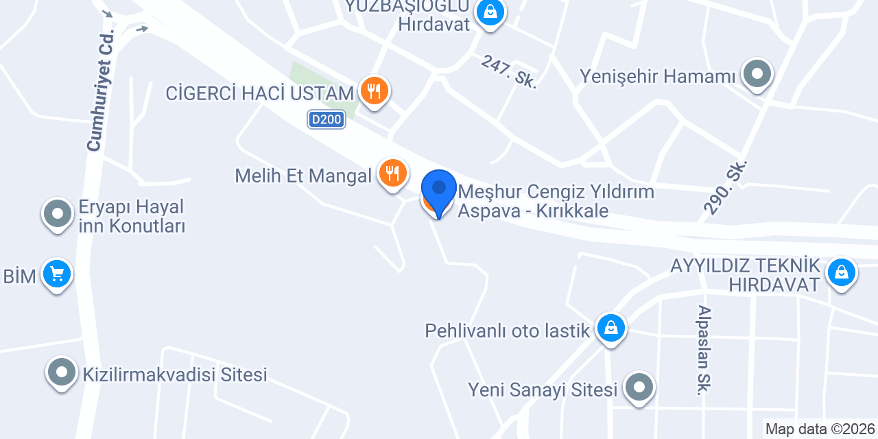 Meşhur Cengiz Yıldırım Aspava - Kırıkkale konumu