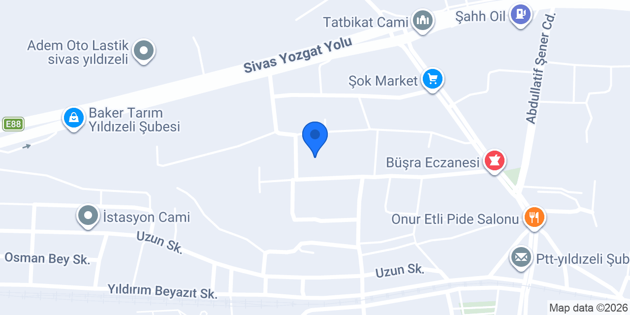 YILDIZELİ İLÇE HALK KÜTÜPHANESİ konumu