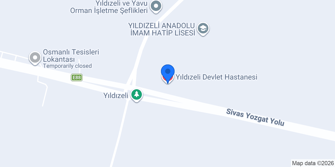 Yıldızeli Devlet Hastanesi konumu