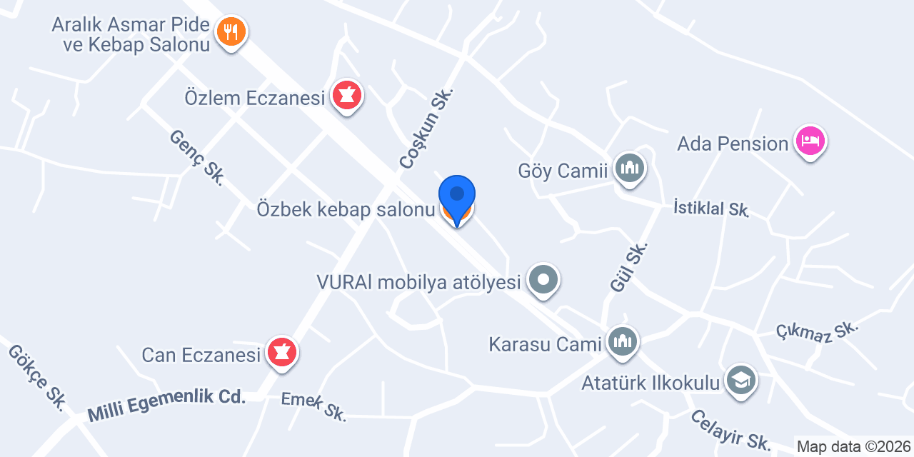 Özbek kebap salonu konumu