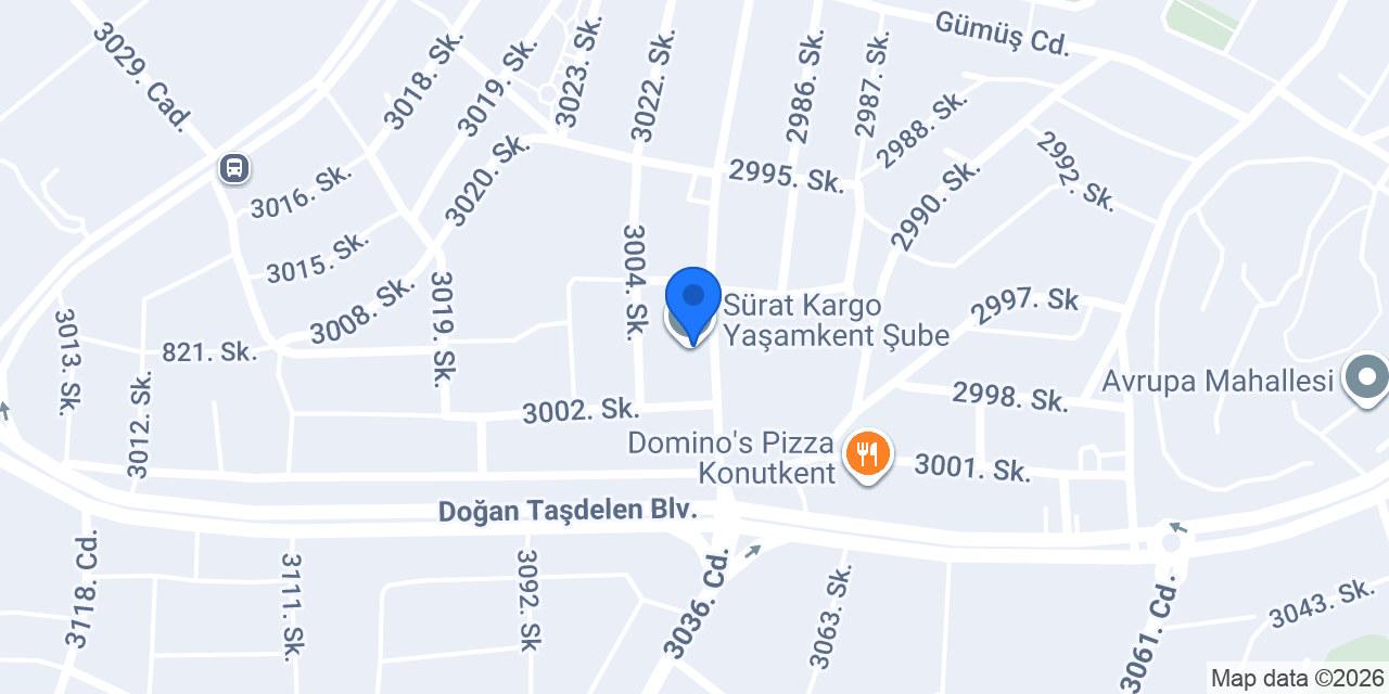 Sürat Kargo Yaşamkent Şube konumu