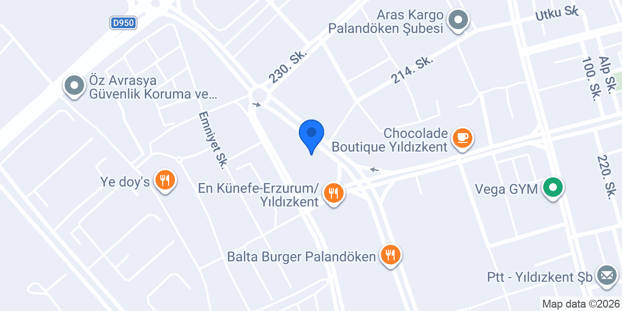 Sütlüce Kadayıf Erzurum konumu