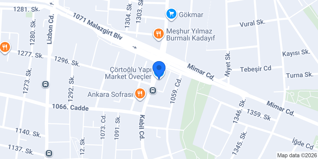 Çörtoğlu Yapı Market Öveçler konumu