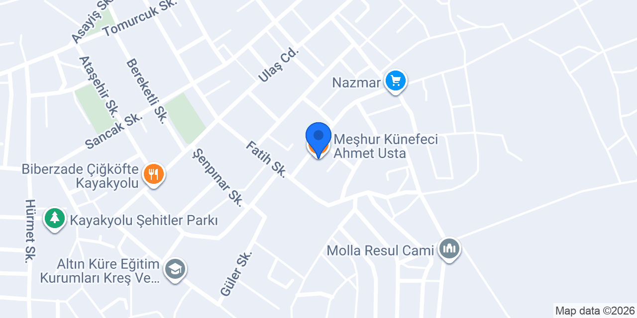 Meşhur Künefeci Ahmet Usta konumu