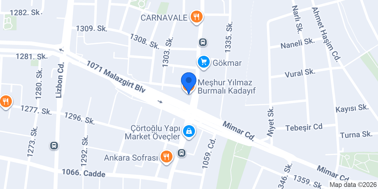 Meşhur Yılmaz Burmalı Kadayıf konumu