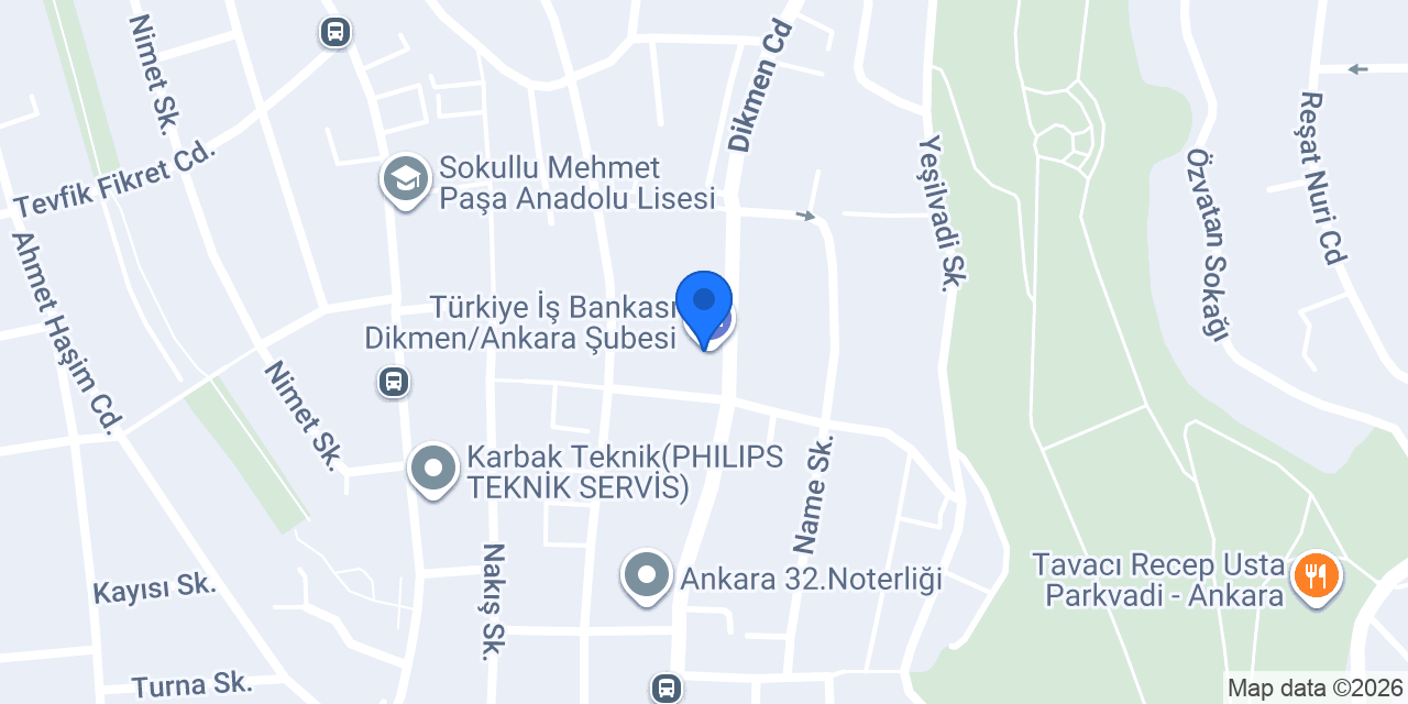Türkiye İş Bankası Dikmen/Ankara Şubesi konumu