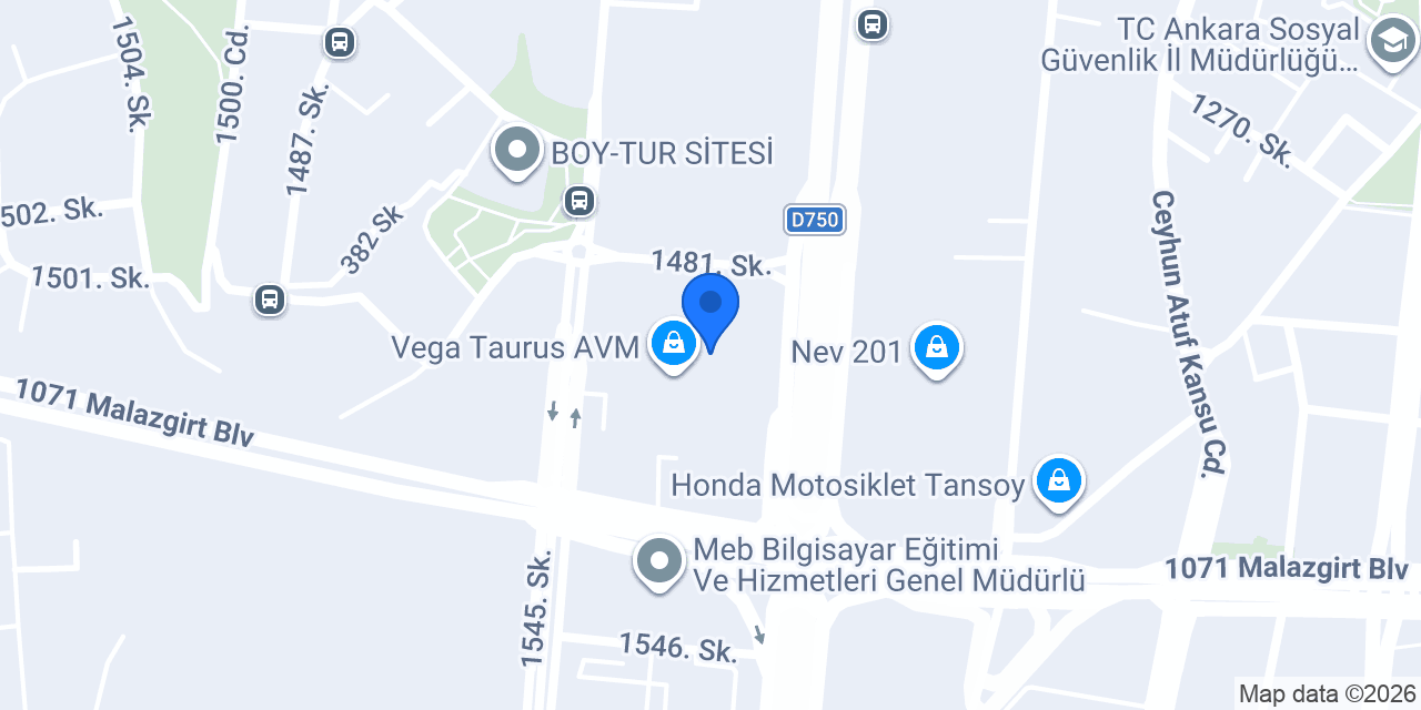 Evidea Ankara Vega Taurus AVM konumu
