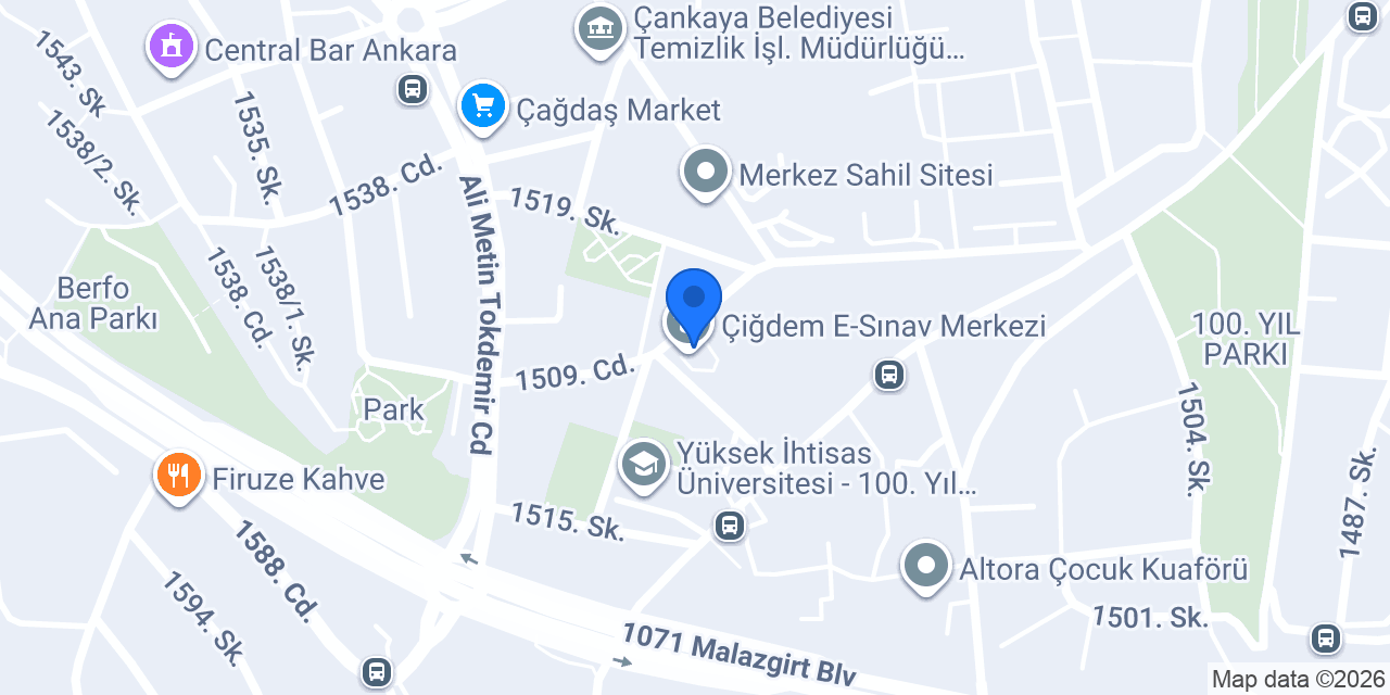 Çiğdem E-Sınav Merkezi konumu