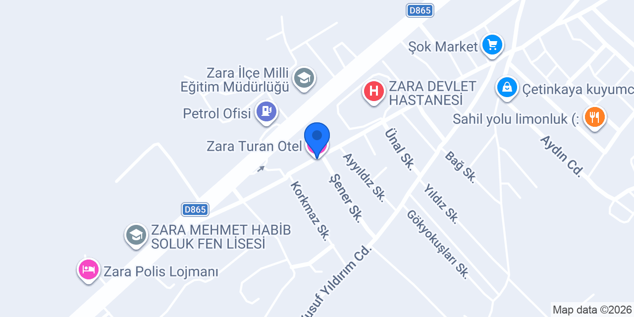 Zara Turan Otel konumu