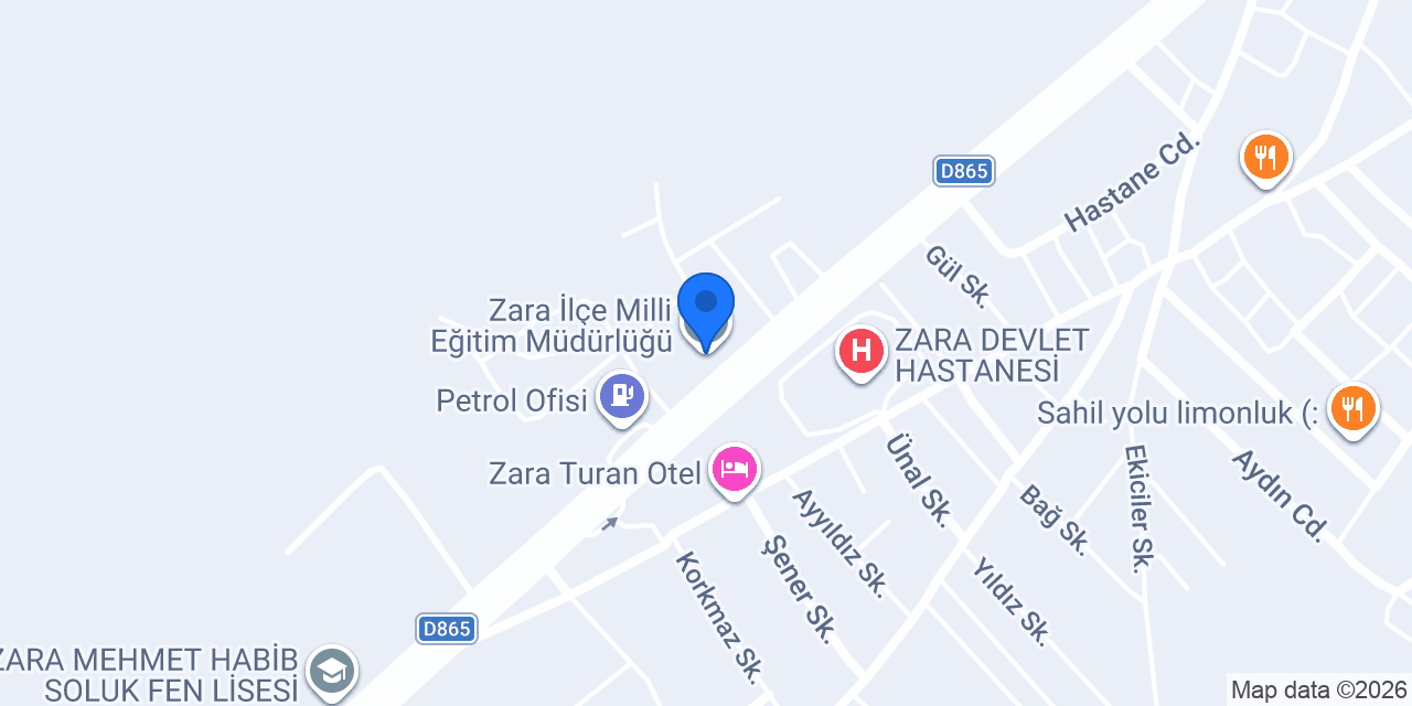 Zara İlçe Milli Eğitim Müdürlüğü konumu