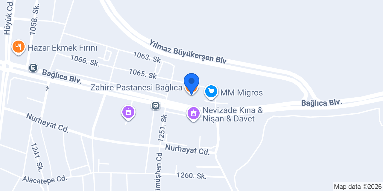 Zahire Pastanesi Bağlıca konumu