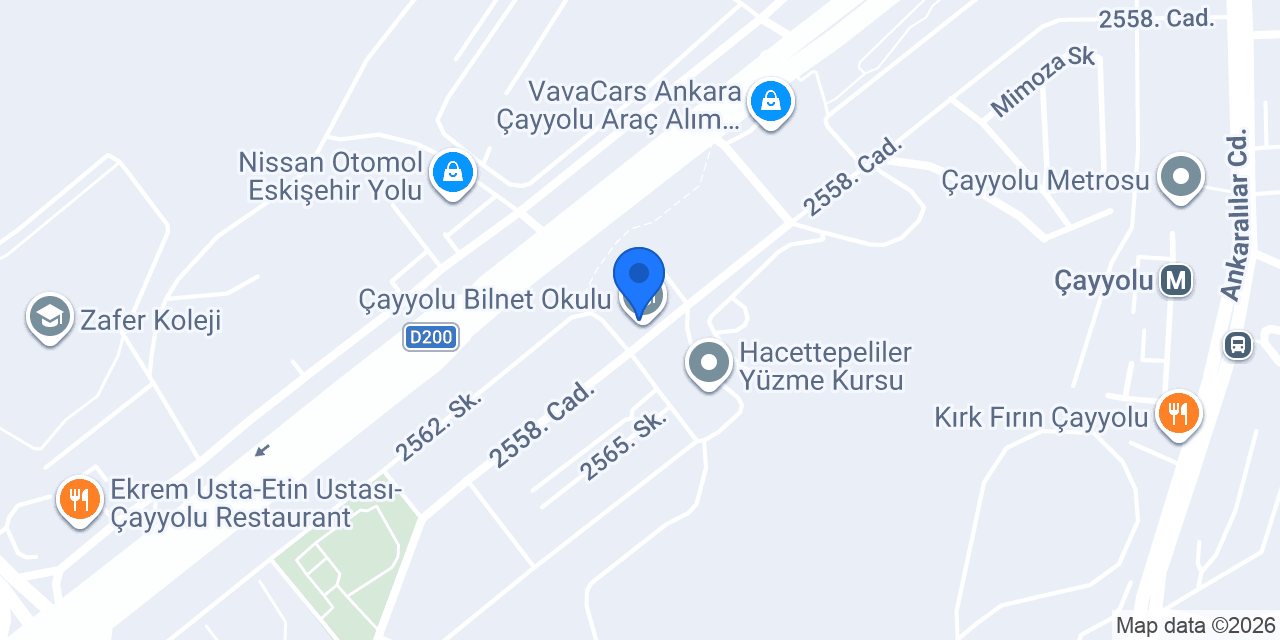 Çayyolu Bilnet Okulu konumu