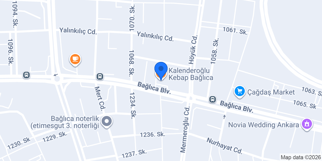 Kalenderoğlu Kebap Bağlıca konumu