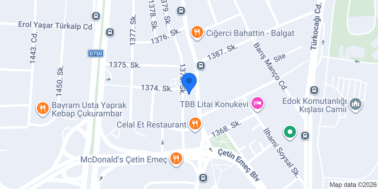 QNB Çetin Emeç Şubesi konumu