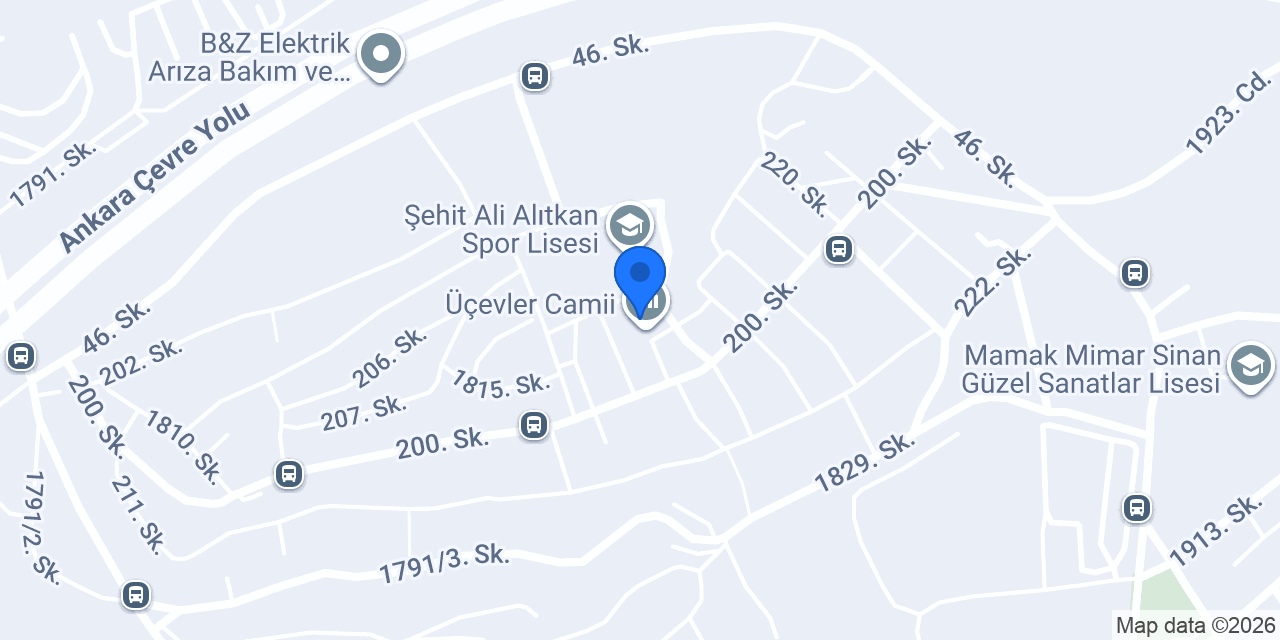 Üçevler Camii konumu