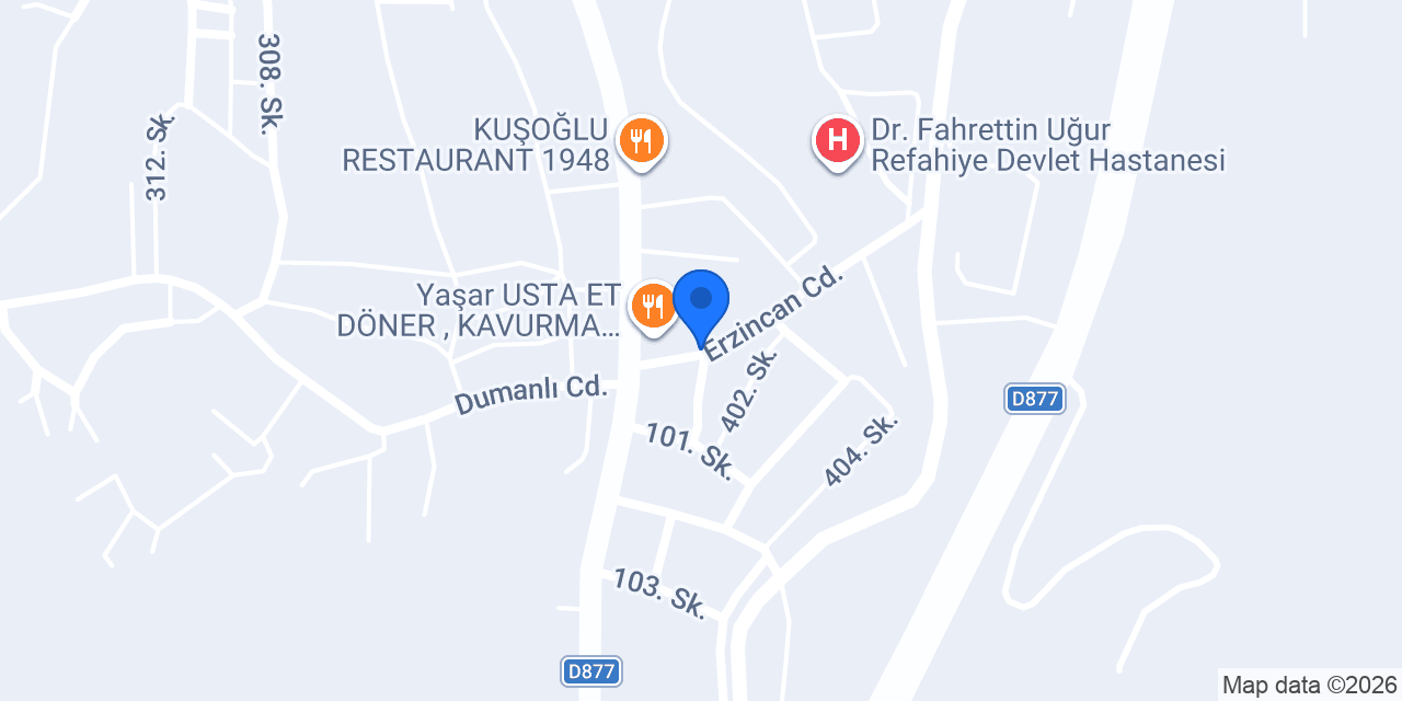 Refahiye Belediyesi konumu