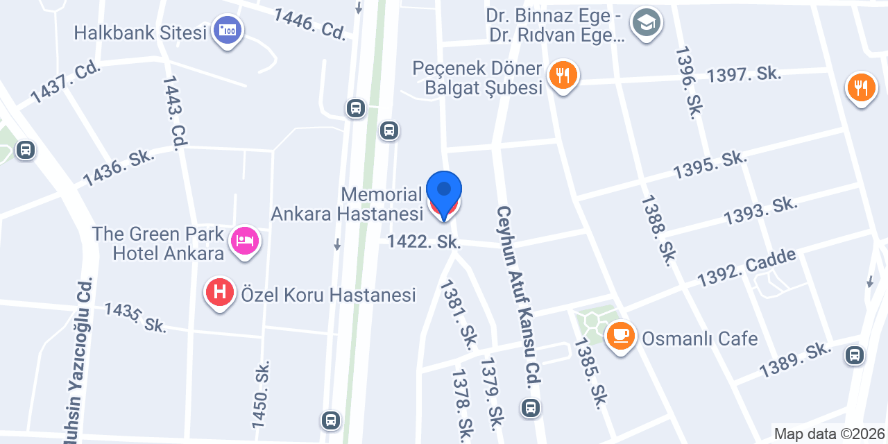 Memorial Ankara Hastanesi konumu