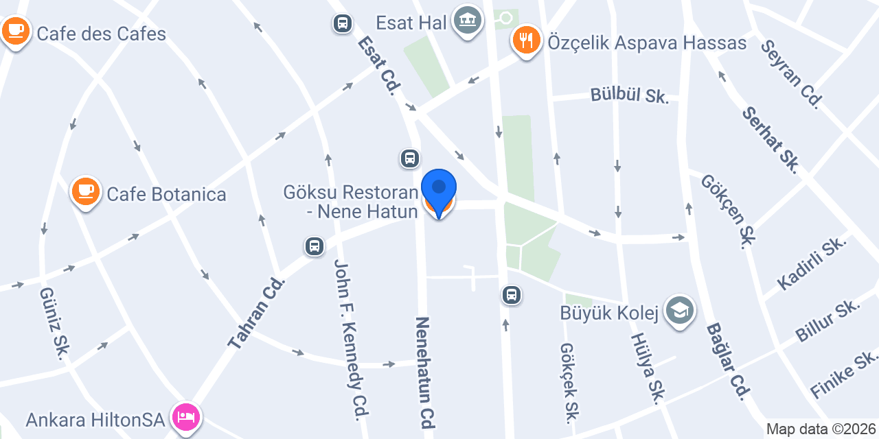 Göksu Restoran - Nene Hatun konumu