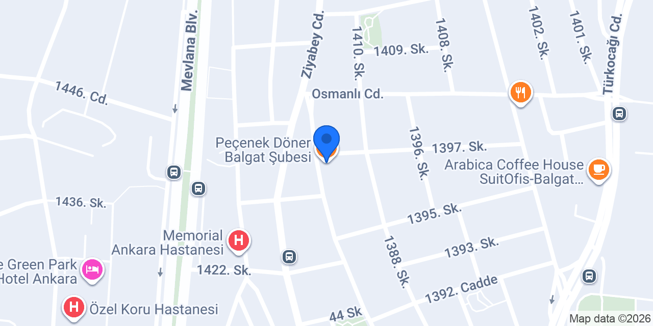 Peçenek Döner Balgat Şubesi konumu