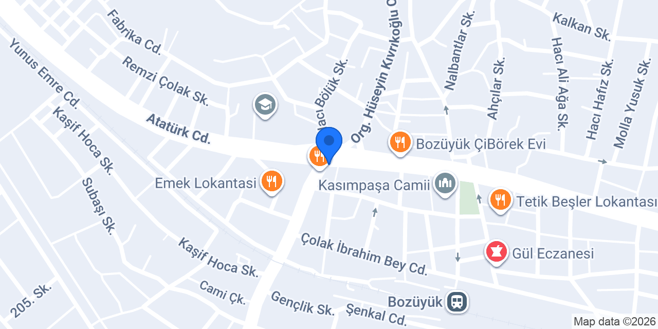 Bozüyük Otogar Taksi konumu
