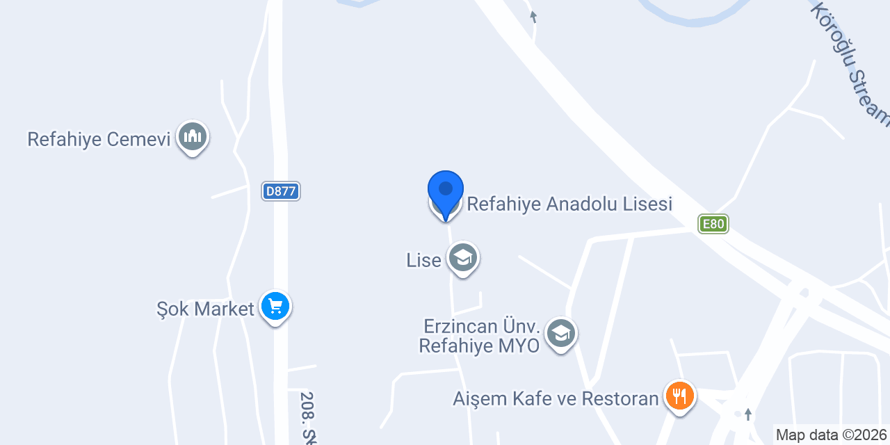 Refahiye Anadolu Lisesi konumu