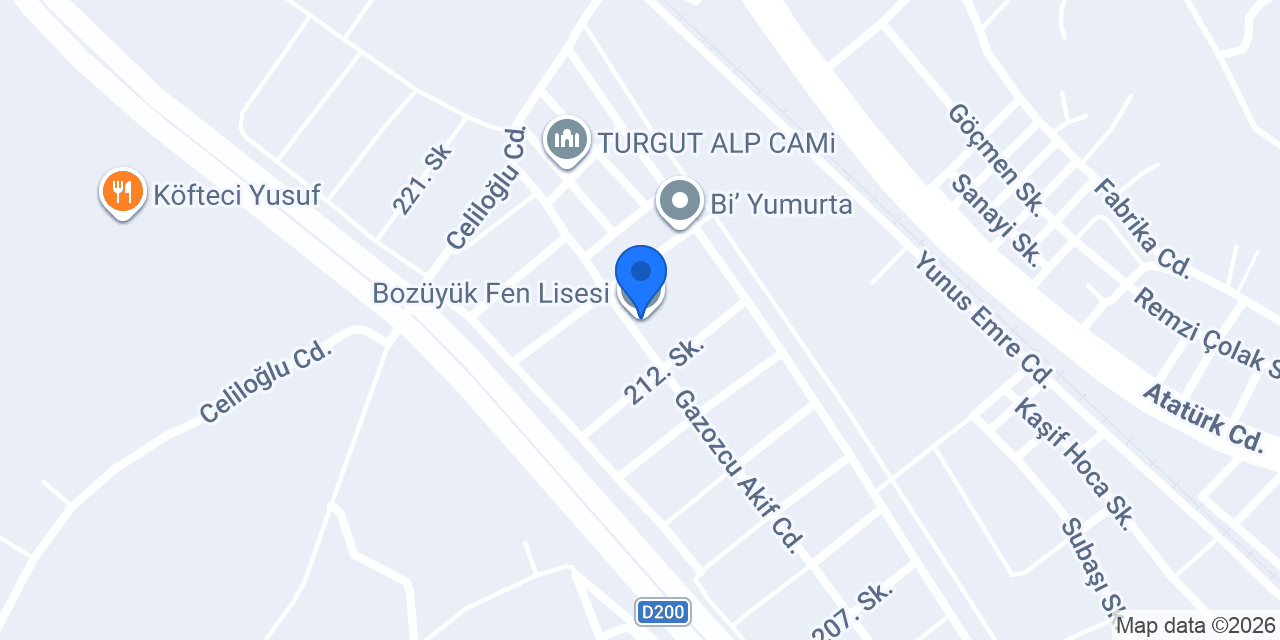 Bozüyük Fen Lisesi konumu