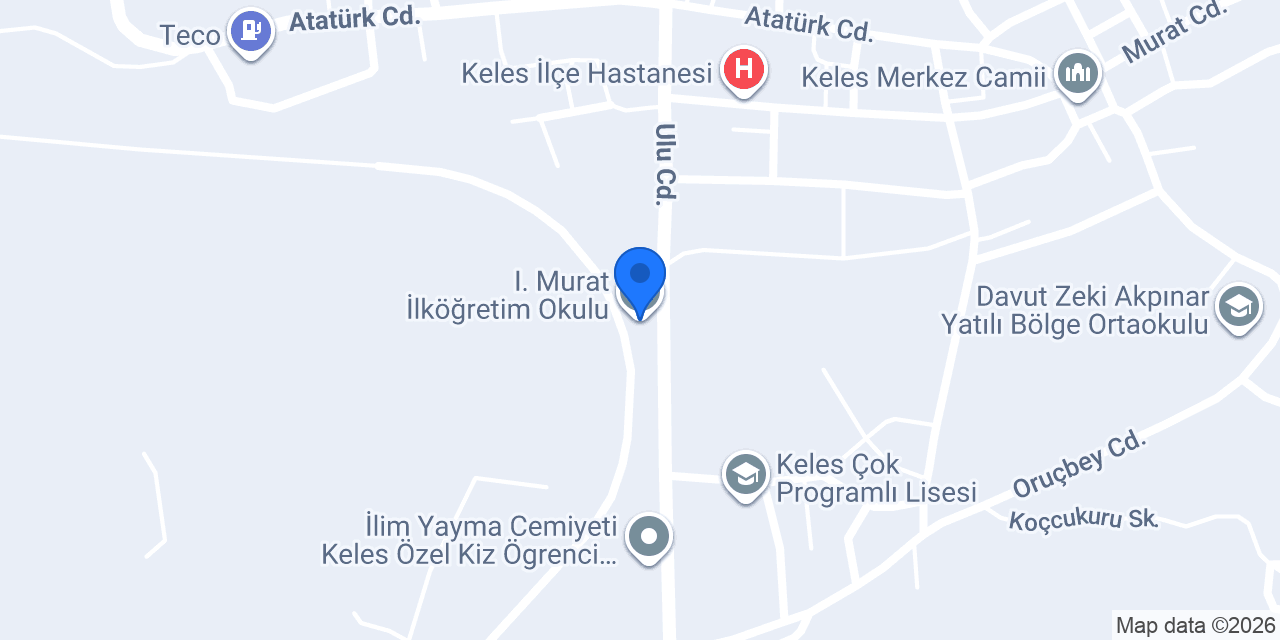 I. Murat İlköğretim Okulu konumu