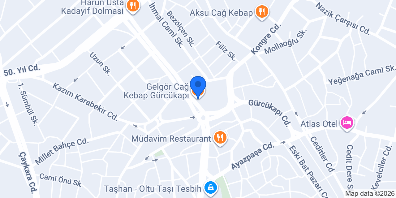 Gelgör Cağ Kebap Gürcükapı konumu