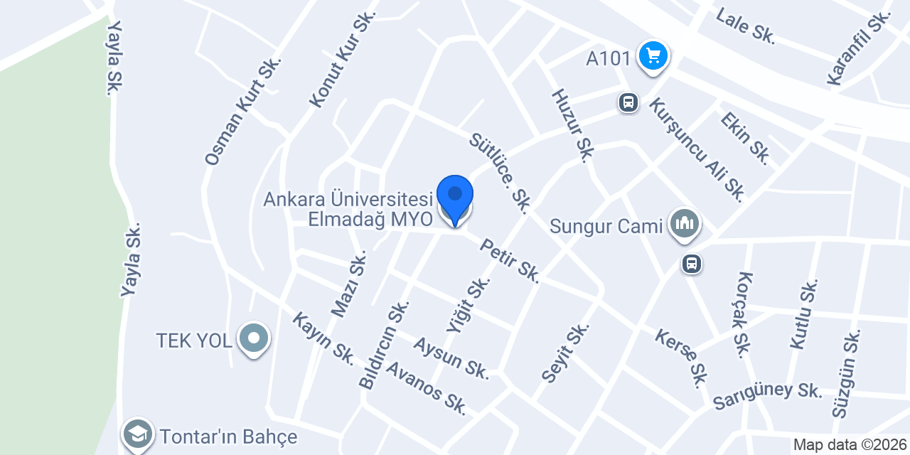 Ankara Üniversitesi Elmadağ MYO konumu
