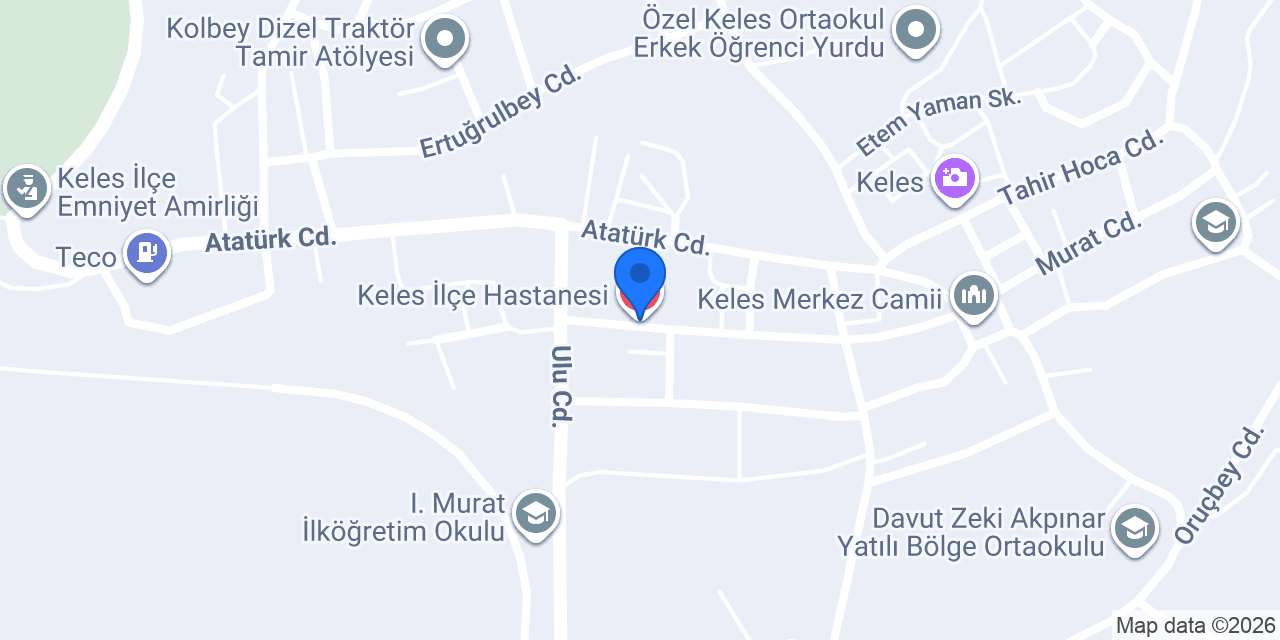 Keles İlçe Hastanesi konumu