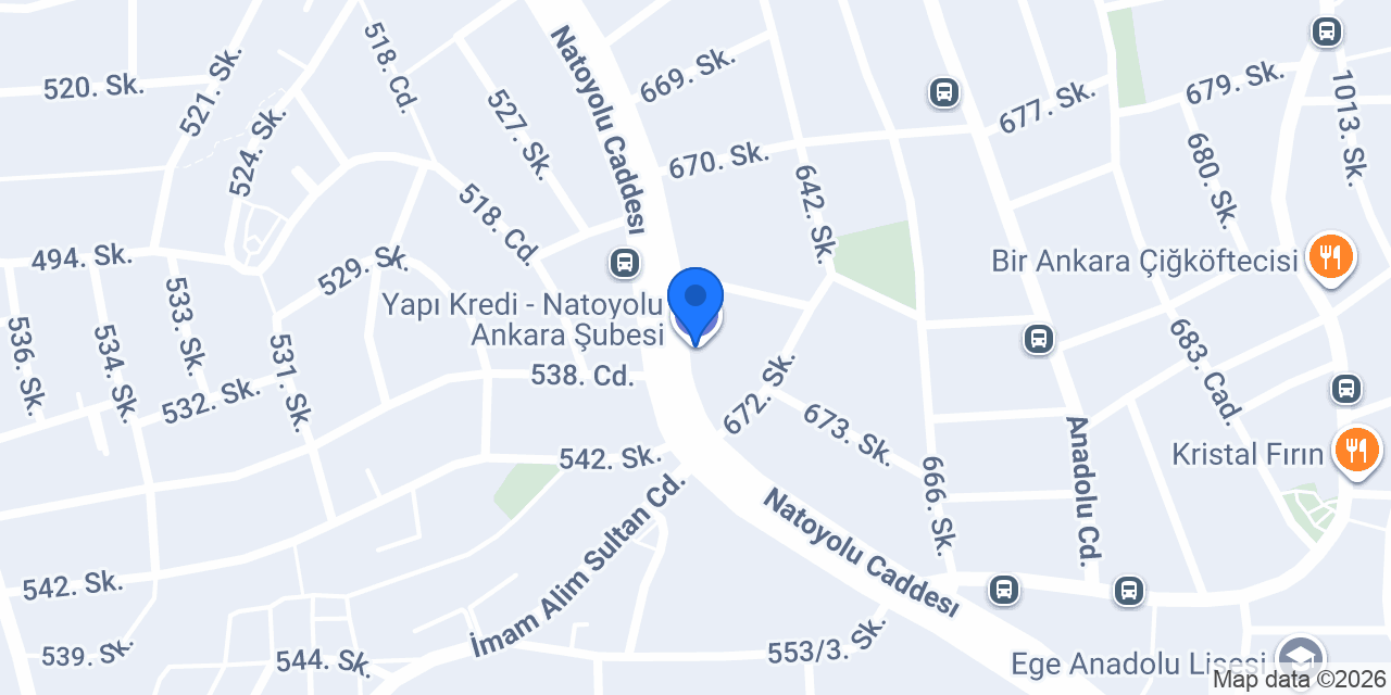 Yapı Kredi - Natoyolu Ankara Şubesi konumu
