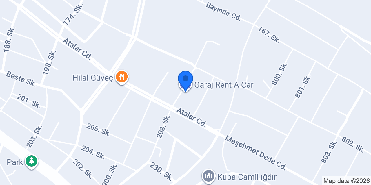 Garaj Rent A Car konumu