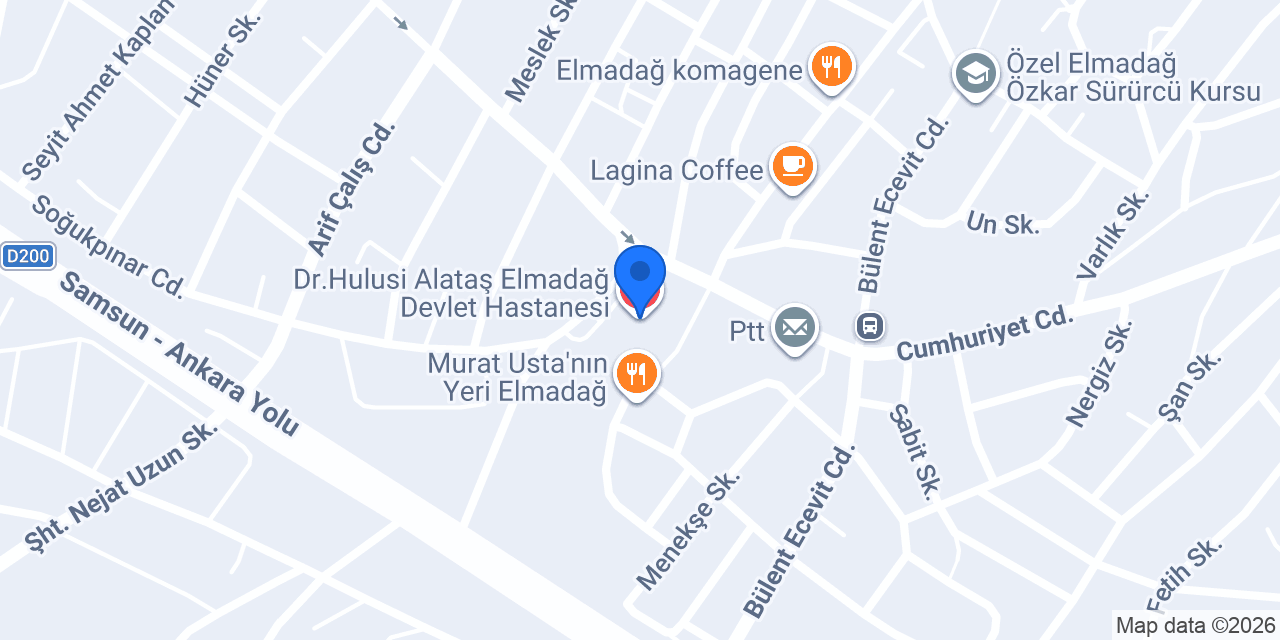Dr.Hulusi Alataş Elmadağ Devlet Hastanesi konumu