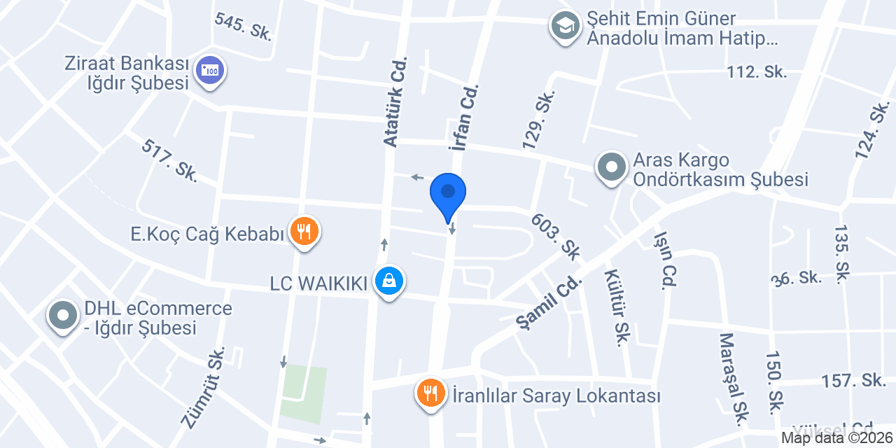 Çiğköftem Iğdır Söğütlü Şubesi konumu
