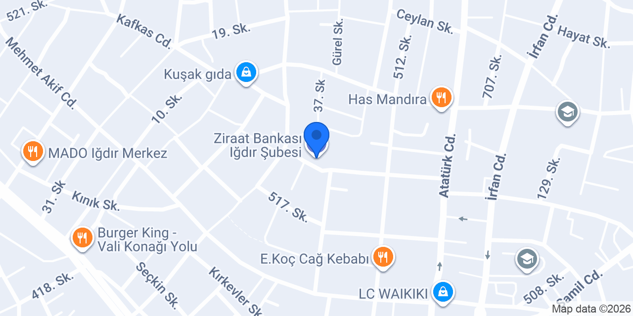 Ziraat Bankası Iğdır Şubesi konumu