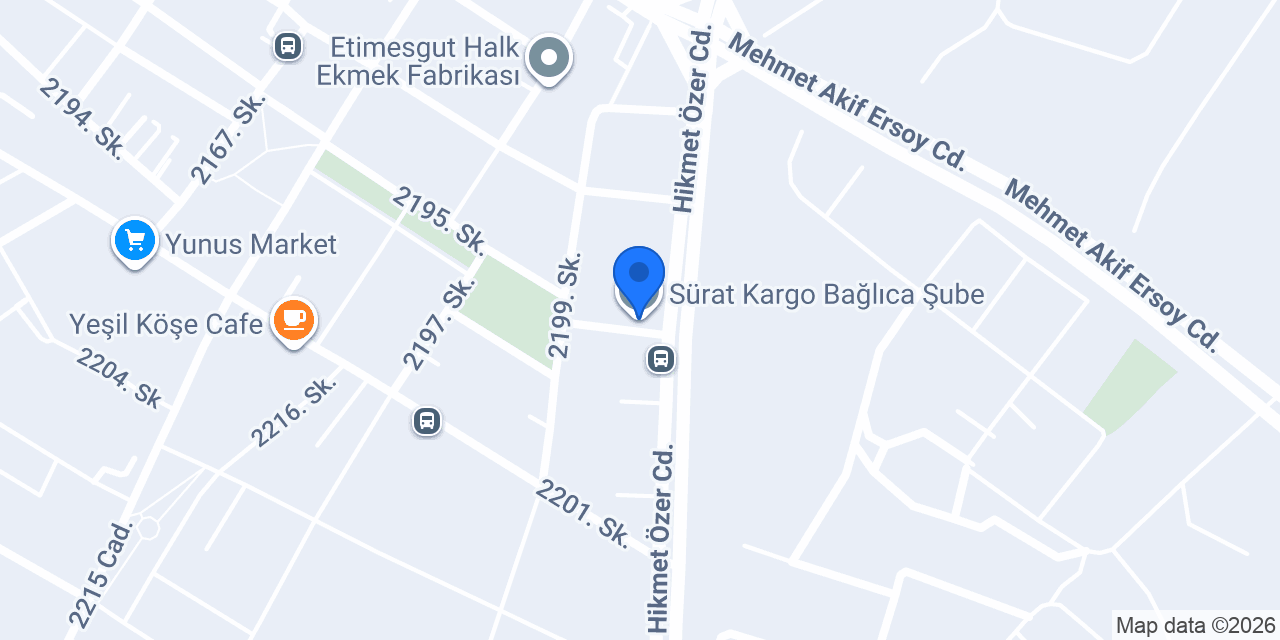 Sürat Kargo Bağlıca Şube konumu
