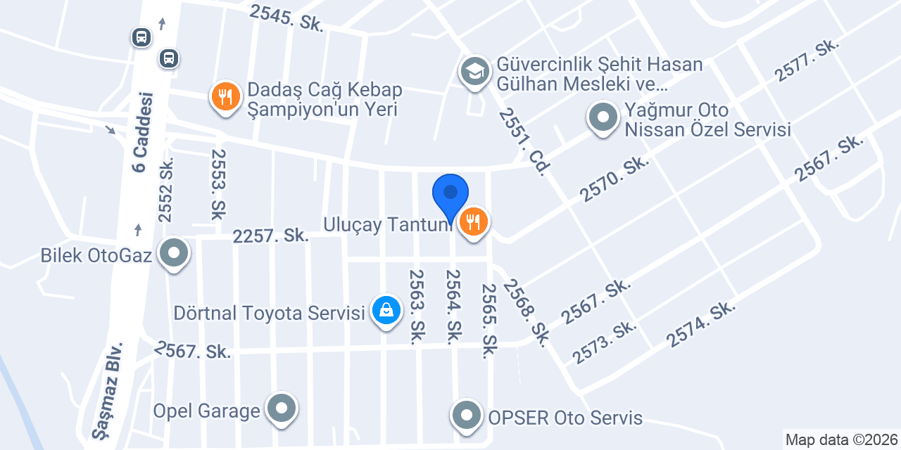 Yurttel Oto Aksesuar konumu