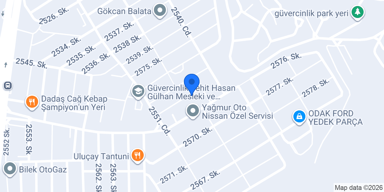 MCO Otomotiv Yedek Parça konumu