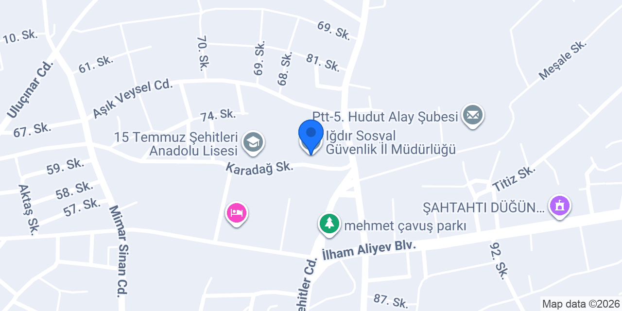 Iğdır Sosyal Güvenlik İl Müdürlüğü konumu