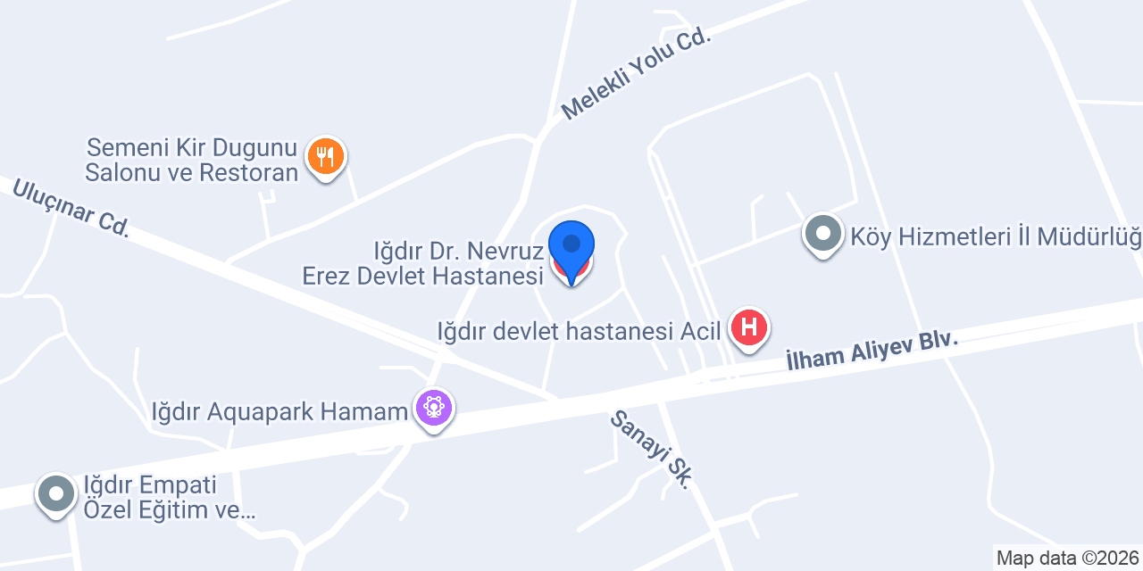 Iğdır Dr. Nevruz Erez Devlet Hastanesi konumu