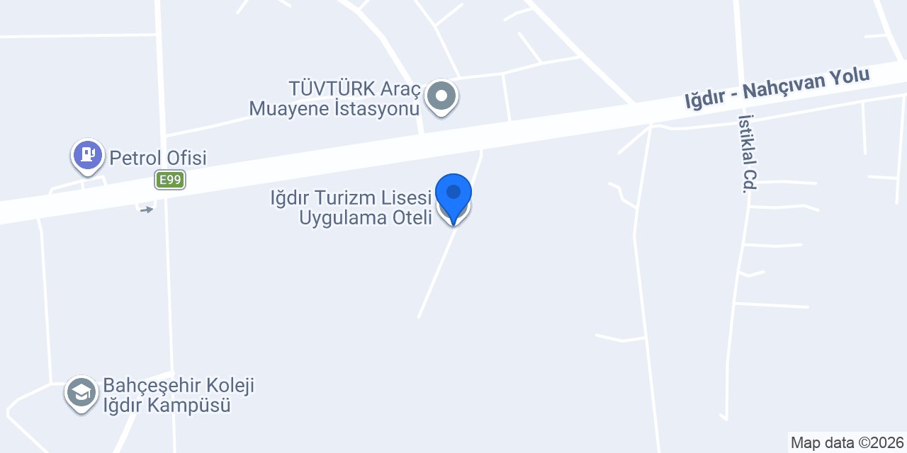 Iğdır Turizm Lisesi Uygulama Oteli konumu