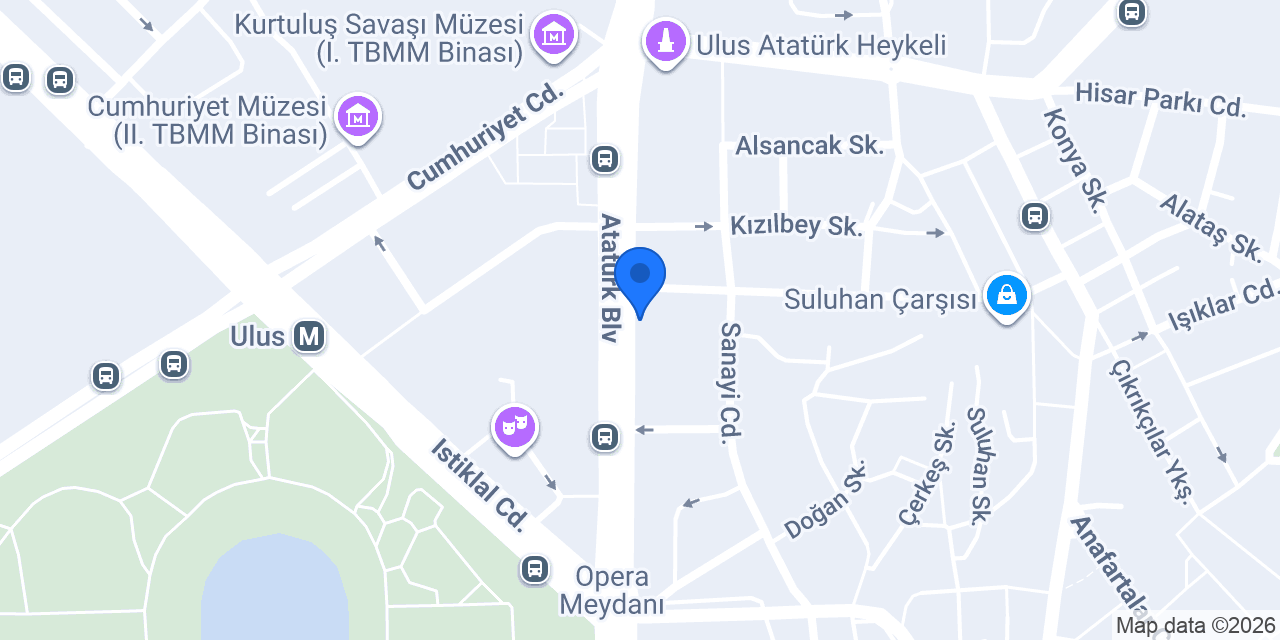 Ulus PTT Müdürlüğü konumu